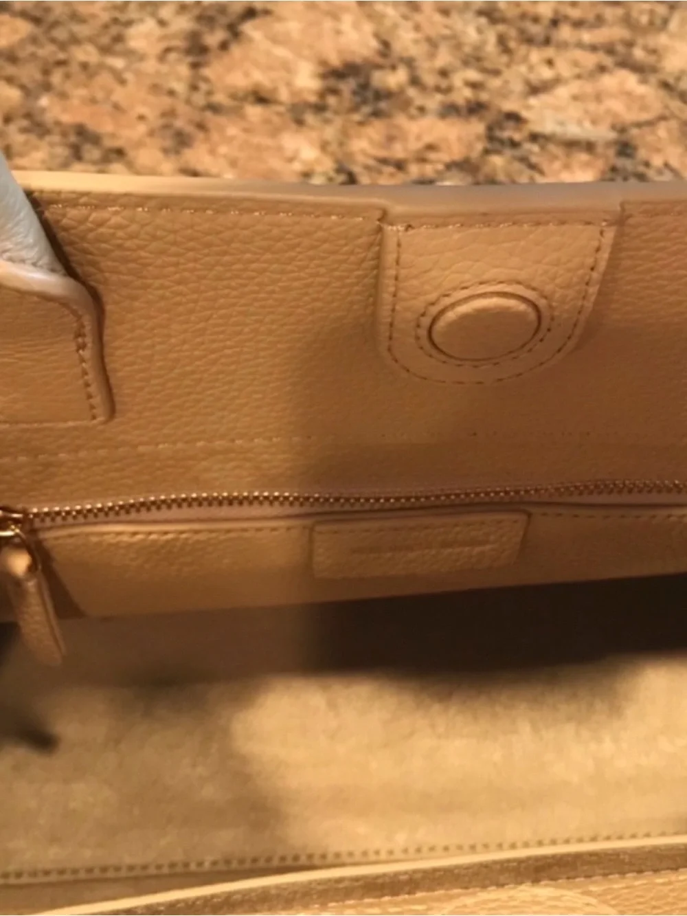 Veronica Beard Beige Pebbled Leather Satchel with Removable Strap